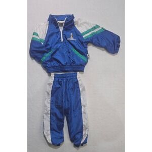 Vintage Hush Puppies Kids‎ Tracksuit Set Jacket Pants Blue White Green 2T
